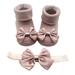 LBECLEY Little Miss Matched Socks Children Kids Socks Soft Bottom Toddler Shoes Socks Bowkot Princess Socks Floor Socks 1Pc Socks + 1Pc Bow Hairband Ruffle Socks for Toddler Girls Bronze S