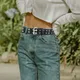 Women Men Punk Belt Double Grommet Jeans Belt Casual Decorative Belt Adjustable Pin Buckle Gothic
