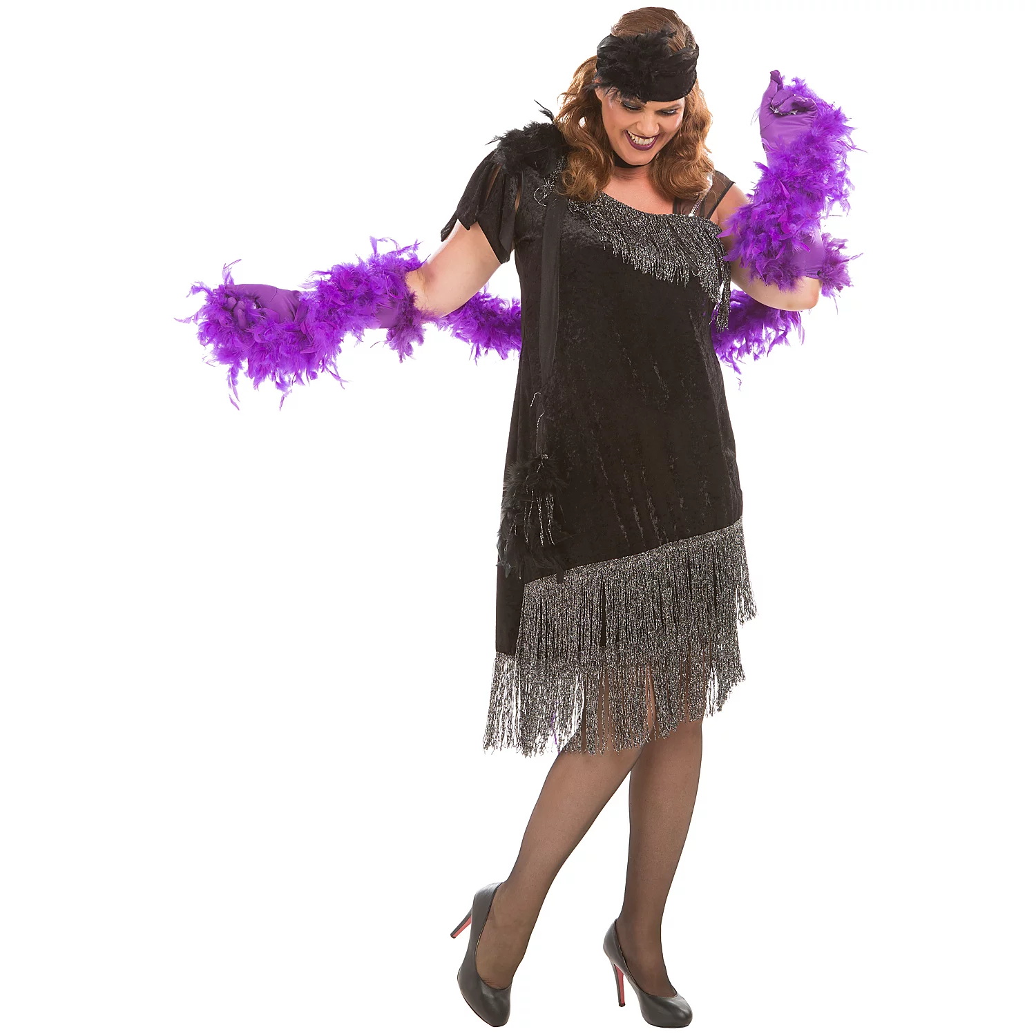 Robe Charleston "Vanessa", noir/argent