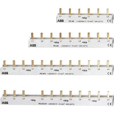 Abb Phasenschiene 3ph 17,6mm Pro m 106mm 10qmm 63A Stift isoliert PS3/6 - grau