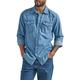 Wrangler Herren Iconic Denim Regular Fit Snap Shirt Hemd mit Button-Down-Kragen, Lake Wash, Mittel
