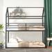 Black Twin over Twin Metal House Bunk Bed with Built-in Ladder, Metal Bunk Bed for Kids, 78.11''L*40.15''W*81.12''H, 88LBS