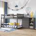 Gray Twin over Twin Bunk Bed with 4 Drawers and 3 Shelves, 93.9''L*41.8''W*50.6''H, 161LBS
