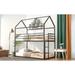 Black Twin over Twin Metal House Bunk Bed with Built-in Ladder, Metal Frame Bunk Bed for Kids, No Box Spring Needed