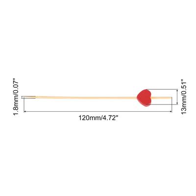 Bamboo Cocktail Toothpicks Heart Drink Fruit Picks Cocktail Skewers 100Pcs Red - 4.72"