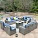 Ovios 13 Pieces Outdoor Patio Furniture with Fire Pit Table All Weather Wicker Sectional Set for Porch