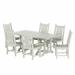 WestinTrends Malibu 7 Piece Patio Dining Set All Weather Poly Lumber Outdoor Table and Chairs Furniture Set 71 Trestle Dining Table with Umbrella Hole and 6 Patio Chairs Sand