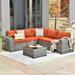 Ovios 6 Piece Outdoor Furniture All Weather Wicker Patio Conversation Sectional Sofa Set with Side Table for Garden Backyard