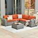 Ovios 6 Piece Outdoor Furniture All Weather Wicker Patio Conversation Sectional Sofa Set with Side Table for Garden Backyard