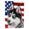 Caroline s Treasures Siberian Husky Dog American Flag Garden Flag