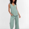 Free People Pants & Jumpsuits | Free People Dana April Mist Womens Top Pant Set Ribbed Midweight Sleeveless | Color: Green | Size: 10