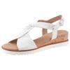 Sandalette GABOR "GENUA", Damen, Gr. 40, weiß, Kalbsleder, unifarben, klassisch, Schuhe, Keilabsatz, Sommerschuh, Riemchensandale in Komfortweite G (=weit)