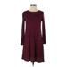 Old Navy Casual Dress - A-Line Crew Neck 3/4 sleeves: Burgundy Solid Dresses - Women's Size X-Small