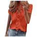 Summer Tunic Tops for Women V Neck Short Sleeve Ruffle Dressy Blouses Solid Color Casual Loose Fit Tee Shirts