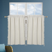 VELBAY Cream Velvet Tier Curtains for Kitchen Windows Boho Tassels Heavyweight Cafe Curtains 24 Inches Length Rod Pocket Bathroom Curtains