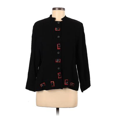 Canvas Backs Jacket: Below Hip Black Print Jackets & Outerwear - Women's Size Medium