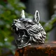 Bague tête de loup tête de mort Viking en acier inoxydable bijoux animaux punk cool cadeau