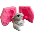 3D Rabbit Silicone Mold Plaster Drop Glue Handmade Soap Aromatherapy Candle Mold Diy Baking Tools