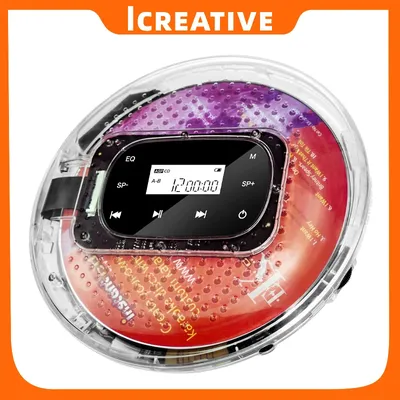 Icreative – lecteur Cd Portable YR-Q90 avec écouteurs Audio Hifi commande tactile transparente