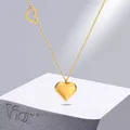 Vnox-Collier Double Coeur en Acier Inoxydable pour Femme Pendentif Coeur Classique Classique