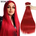 Mèches synthétiques lisses tissage naturel Extensions de cheveux châtain rouge blond ombré