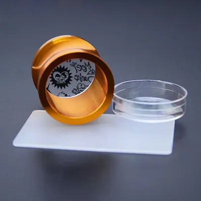 Tampon à Ongles en Métal Transparent de 4cm Outil d'Estampage en Silicone avec Capuchon et Grattoir
