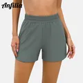 Anfilia-Short de bain taille élastique pour femme culotte taille haute TUNIControl couleur unie