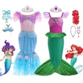 Costume de petite sirène Disney pour filles robe de princesse Ariel Cosplay d'halloween vêtements