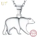 Collier pendentif animal ours polaire pour femme tour de cou en argent regardé 925 bijoux