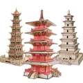 Puzzle en bois 3D pour enfants et adultes tour de Wenchang modèle de construction complexe Dayan