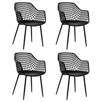 Costway Set of 4 Heavy Duty Modern Dining Chair with Airy Hollow Backrest-Black