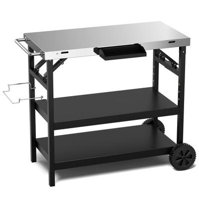 Costway 3 Tiers Foldable Outdoor Cart on 2 Wheels ...