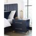 Argento Two Drawer USB Charging Nightstand in Navy Blue and Burnished Brass