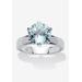 Women's 3.80 Tcw Round Genuine Blue Topaz Solitaire Ring .925 Sterling Silver by PalmBeach Jewelry in Blue (Size 6)