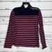 J. Crew Sweaters | J. Crew Nwt Size M Navy Blue & Pink Stripe Mock Neck Anchor Button Sweater Top | Color: Blue/Pink | Size: M