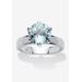 Women's 3.80 Tcw Round Genuine Blue Topaz Solitaire Ring .925 Sterling Silver by PalmBeach Jewelry in Blue (Size 8)