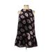 Ann Taylor LOFT Casual Dress - Mini High Neck Sleeveless: Black Floral Dresses - Women's Size 2X-Small