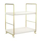 Lishuaiier Freestanding Stackable Organizer Shelf Bathroom Countertop Storage Shelf Cosmetic Organizer Holder Kitchen Spice Rack 2-Tier Standing Rack Gold