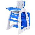 COSTWAY Baby High Chair, Convertible Highchair Booster Seat with Reclining Backrest, 5 Point Harness and Adjustable Feeding Tray, Table Chair Set for Babies and Toddlers (Blue)
