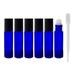 6 Pack - 10 ml (1/3 fl oz) Cobalt Blue Roll On Bottles With Plastic Roller Balls (Pack of 6) - Including 1 FREE Plastic 3 ml Dropper - GreenHealth