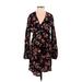 Leith Casual Dress - Wrap: Black Floral Dresses - Women's Size 2X-Small