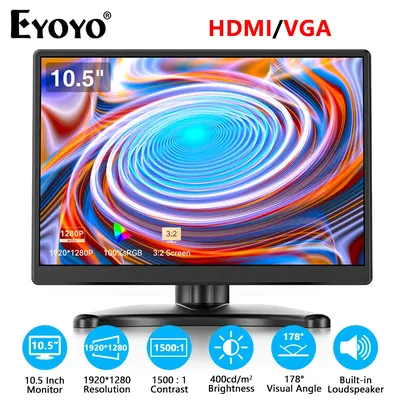 Eyoyo-Petit moniteur VGA écran d'ordinateur avec HDMI Full HD 1920x1280P 10.5 pouces 100% sRGB
