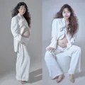 Ensemble de robes de studio photo pour femme enceinte robe trempée manteau et pantalon mode