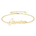 Jessica-Bracelet plaqué or avec plaque signalétique pour femme bijoux pour fille acier inoxydable