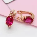 Boucles d'oreilles rubis incrustées d'or rose 14 carats pour femmes boucle d'oreille plaquée or