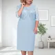 Robe élégante à col rond pour femme faux deux pièces en dentelle demi-manches grande taille dame