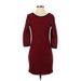 Express Cocktail Dress - Sweater Dress: Red Stripes Dresses - Women's Size Small