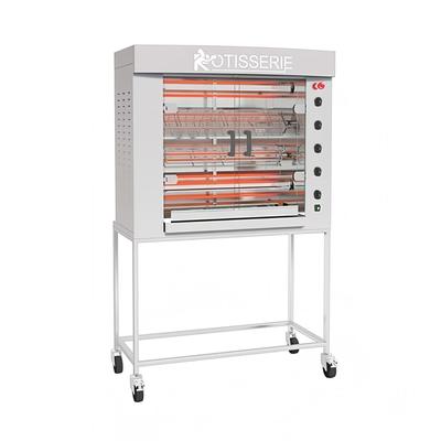 Rotisol USA FB1160-4E-SS Electric 4 Spit Commercial Rotisserie w/ 20 Bird Capacity, 208-230v/3ph, Silver