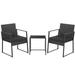 Costway 3 Pieces Modern Heavy Duty Patio Furniture Set with Coffee Table-Black