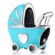 Charms Anhänger kompatibel für Pandora 925 Sterling Silber blauer Babywagen